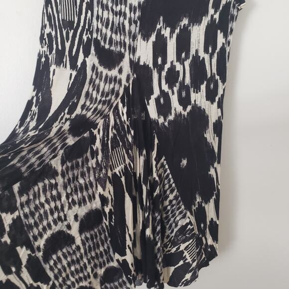 Anthropologie Western Wear Rayon Tank Tunic Blouse Flowy Black Cream Medium - Picture 6 of 8